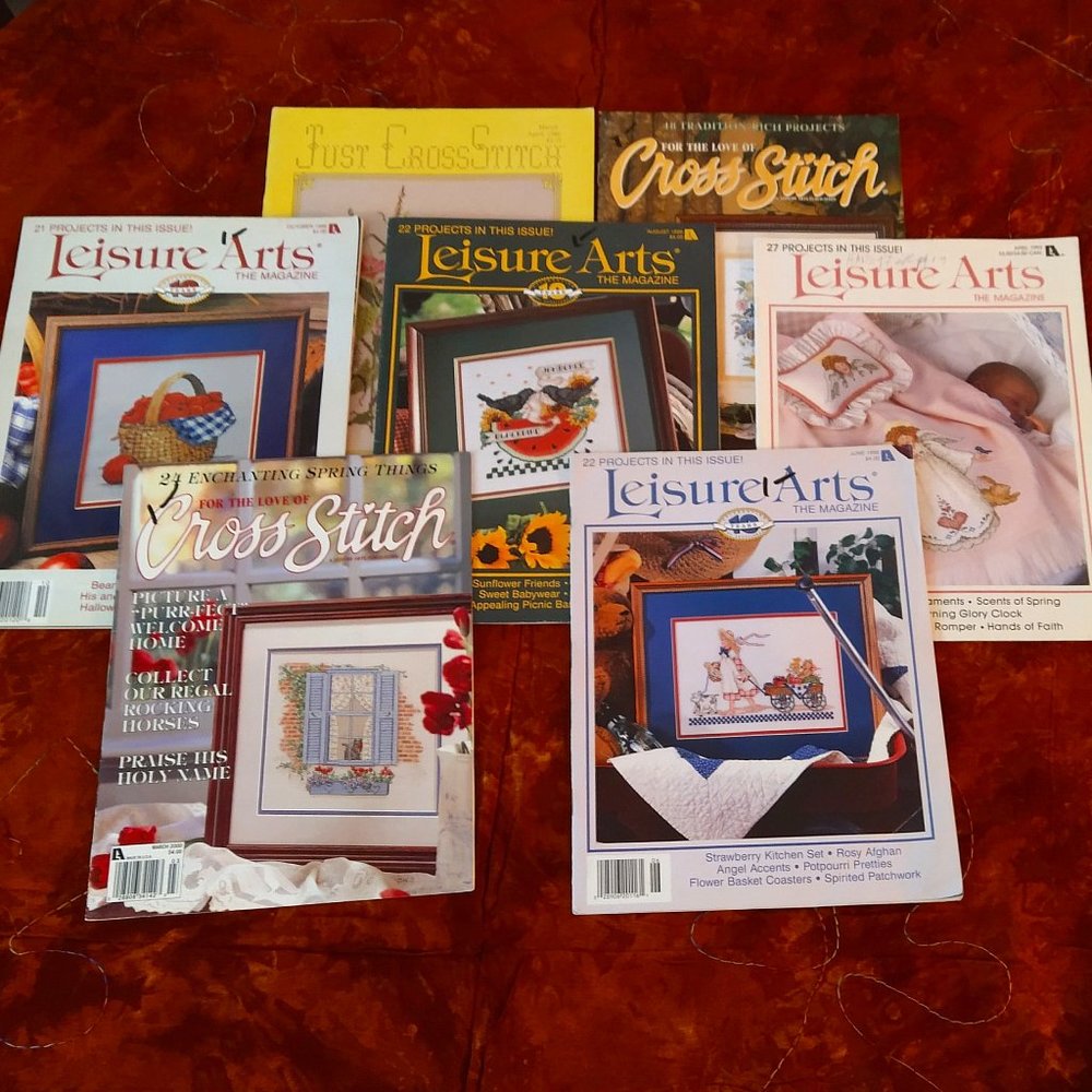 7  VNTG Cross Stitch Mags- Danish Flowers, Spring